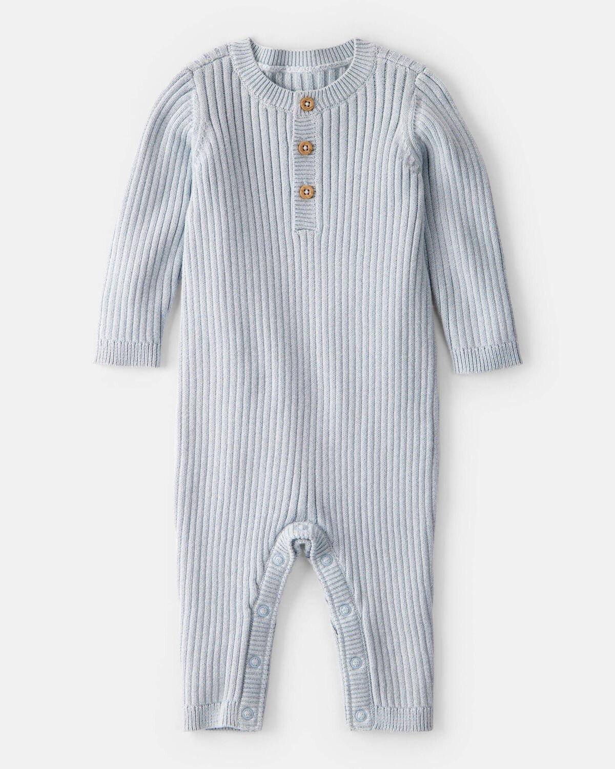 Baby Boy Ribbed Cotton Jumpsuit - Blue | Carter's Inc