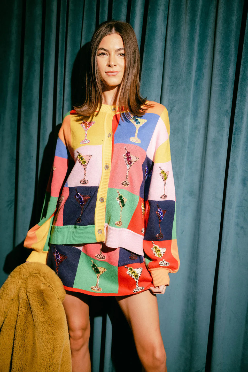 Multi Checkered Cosmo Button Up Sweater | Queen of Sparkles