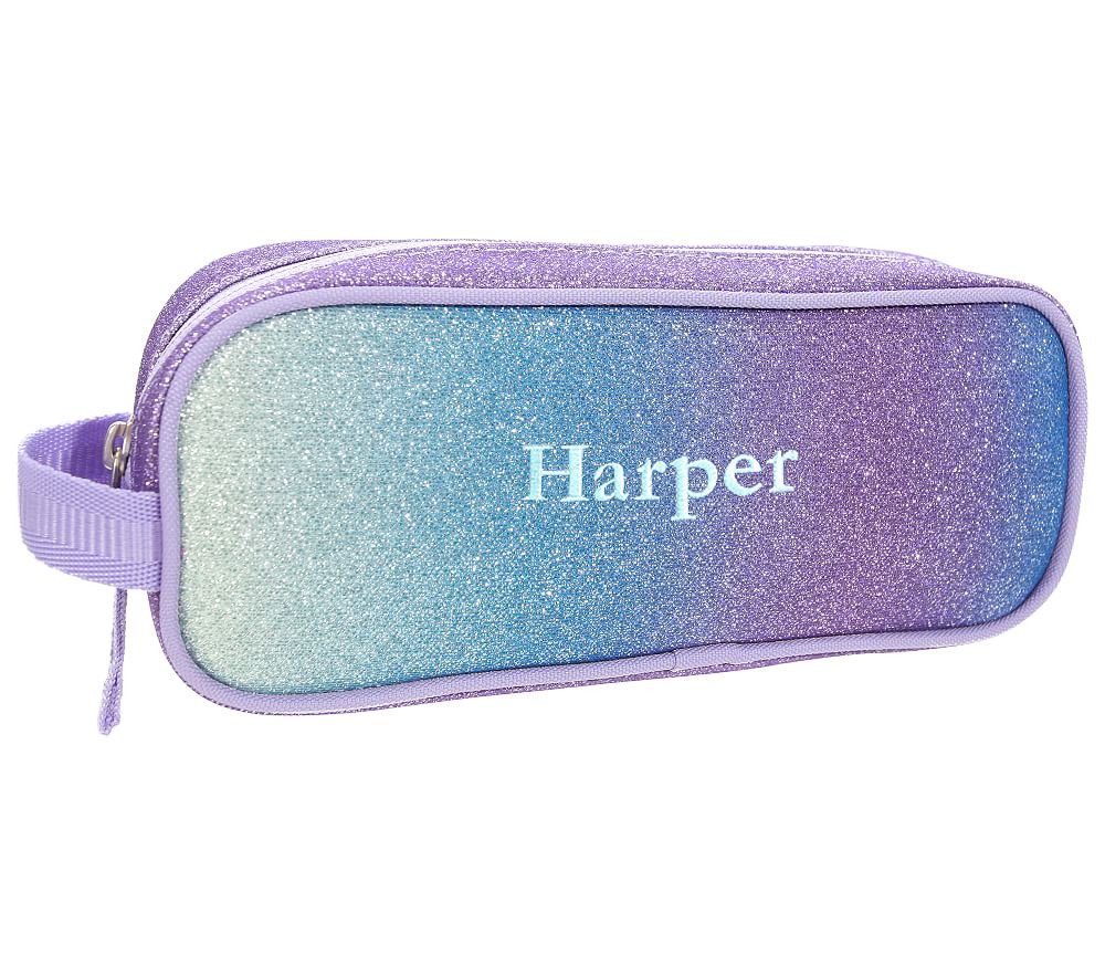 Mackenzie Lavender/Aqua Ombre Sparkle Glitter Pencil Case | Pottery Barn Kids