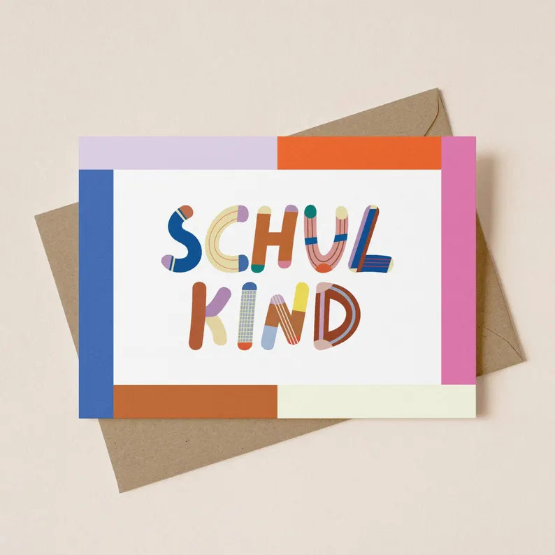 Einschulung Karte „Schulkind“ Buntes ABC – Grußkarte Schulstart | inkl Kraftpapier Umschla... | Etsy (Global)