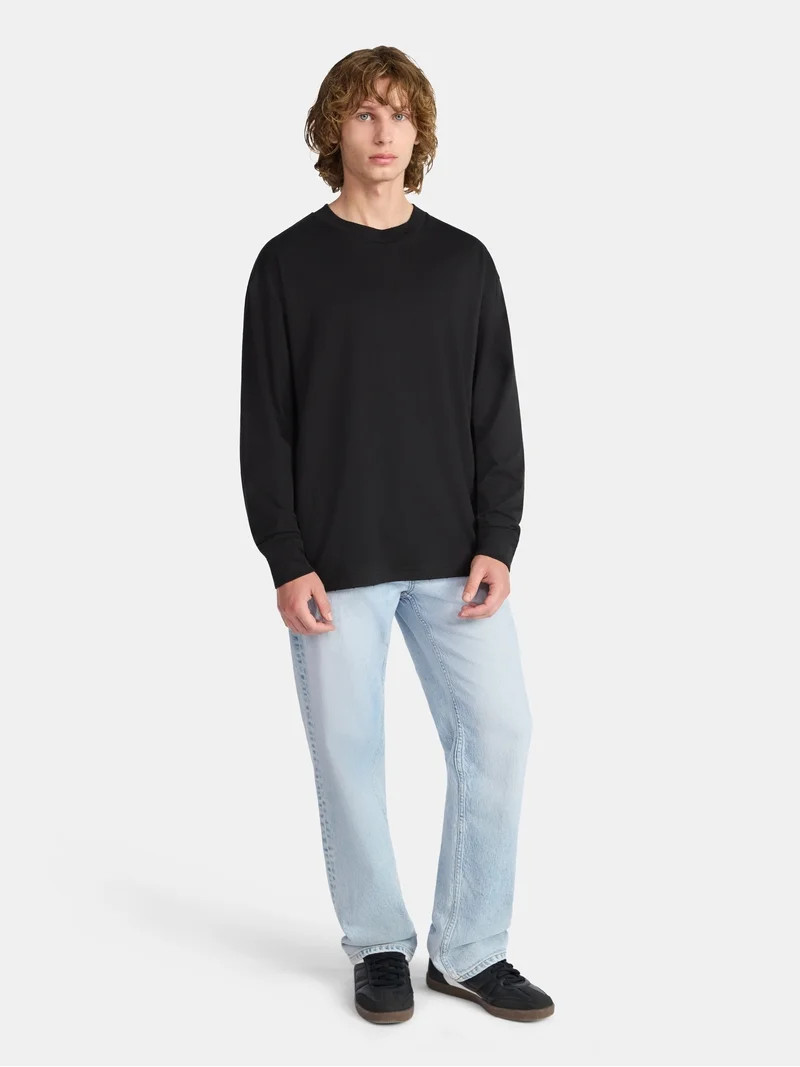 No Boundaries 100% Cotton Oversized Long-Sleeve Tee, Men's & Big Men's | Walmart (US)
