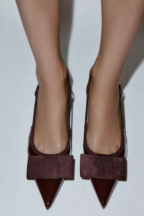 SLINGBACK HEELED SHOES WITH BOW | Zara UK