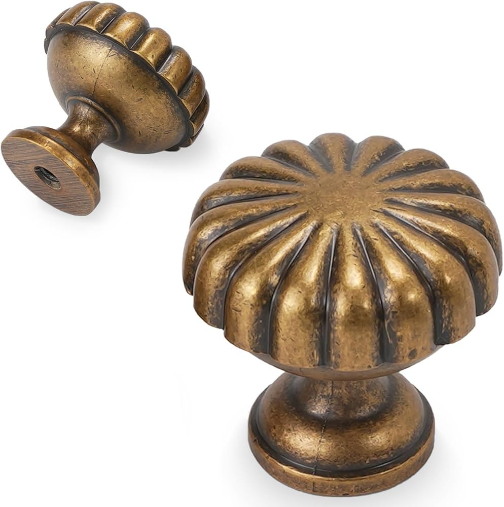 10 Pack Kitchen Cabinet Handles Antique Brass Cabinet Knobs Vintage Drawer Knobs Kitchen Hardware | Amazon (US)
