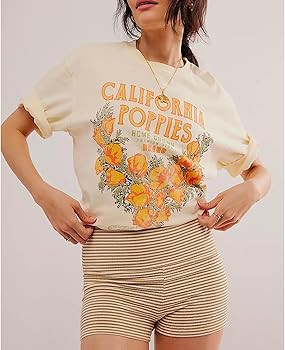 Womens Oversized Vintage Flower Graphic Tees Tops Y2k California Aesthetic Baggy T-Shirts Fruit C... | Amazon (US)