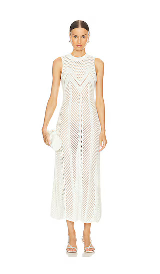 NICHOLAS Simmy Crochet Midi Dress in White. Size XS. | Revolve Clothing (Global)