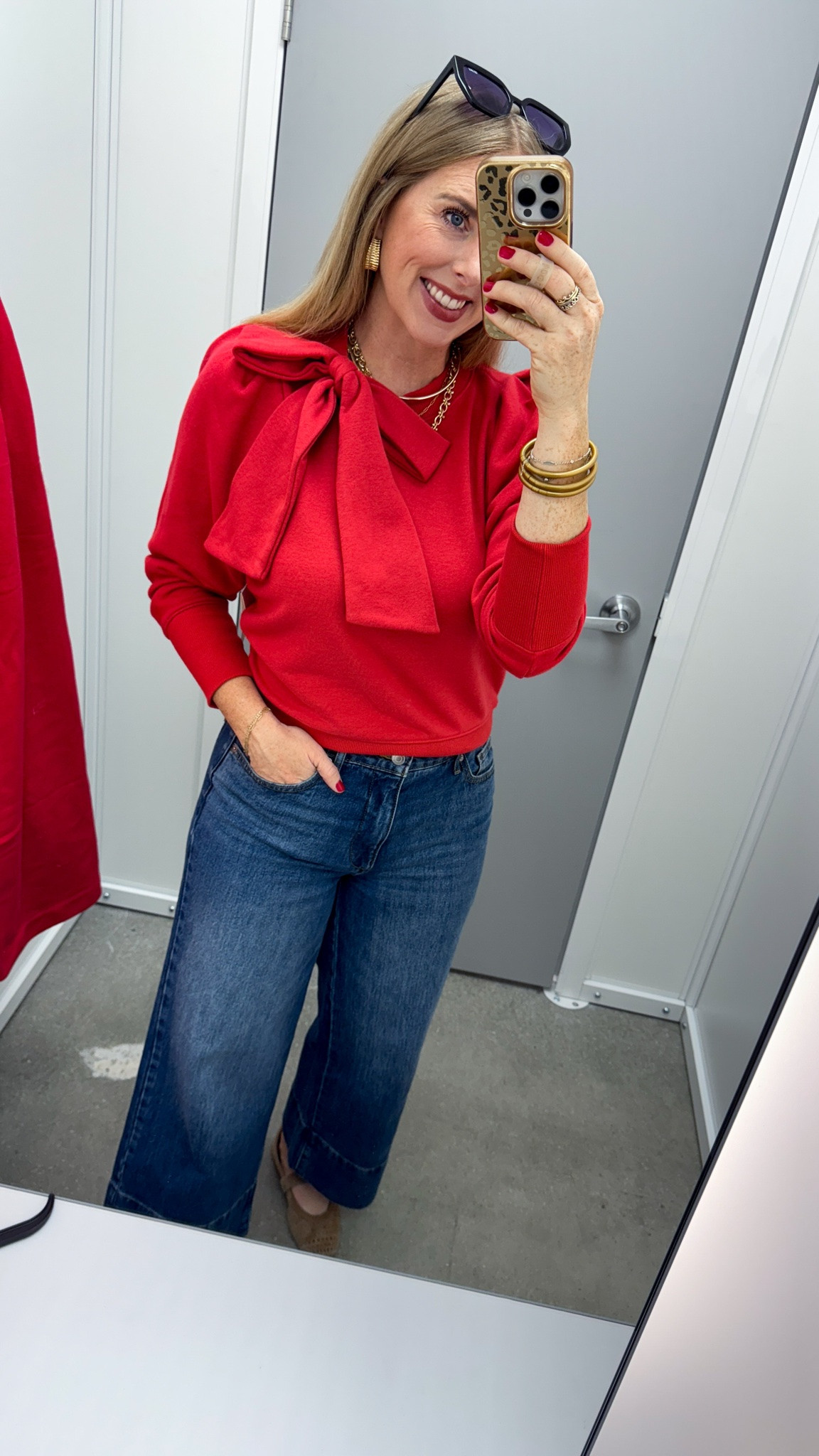 Bow sweatshirt and cropped jeans from Walmart!