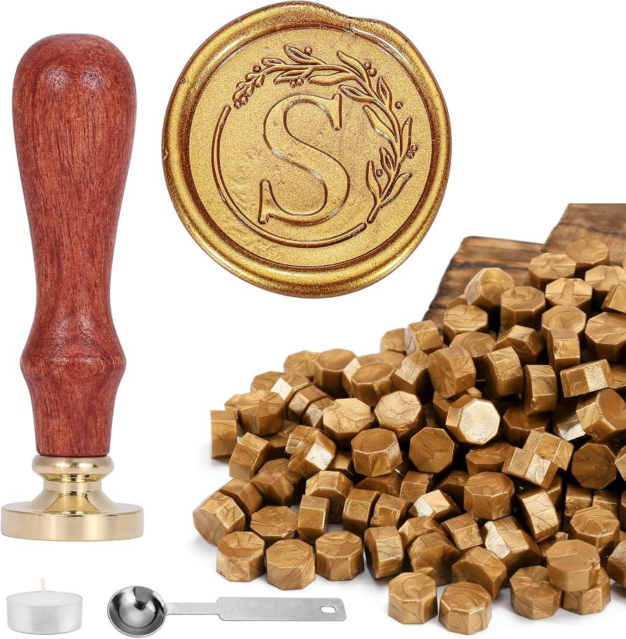 Yoption Vintage Initial Alphabet with Wreath Wax Seal Satmp Kit, Letter S | Amazon (US)