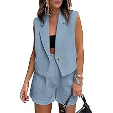 KIRUNDO 2 Piece Sets for Women Summer Outfits Business Casual Vest and Shorts Set Lightweight Sle... | Amazon (US)