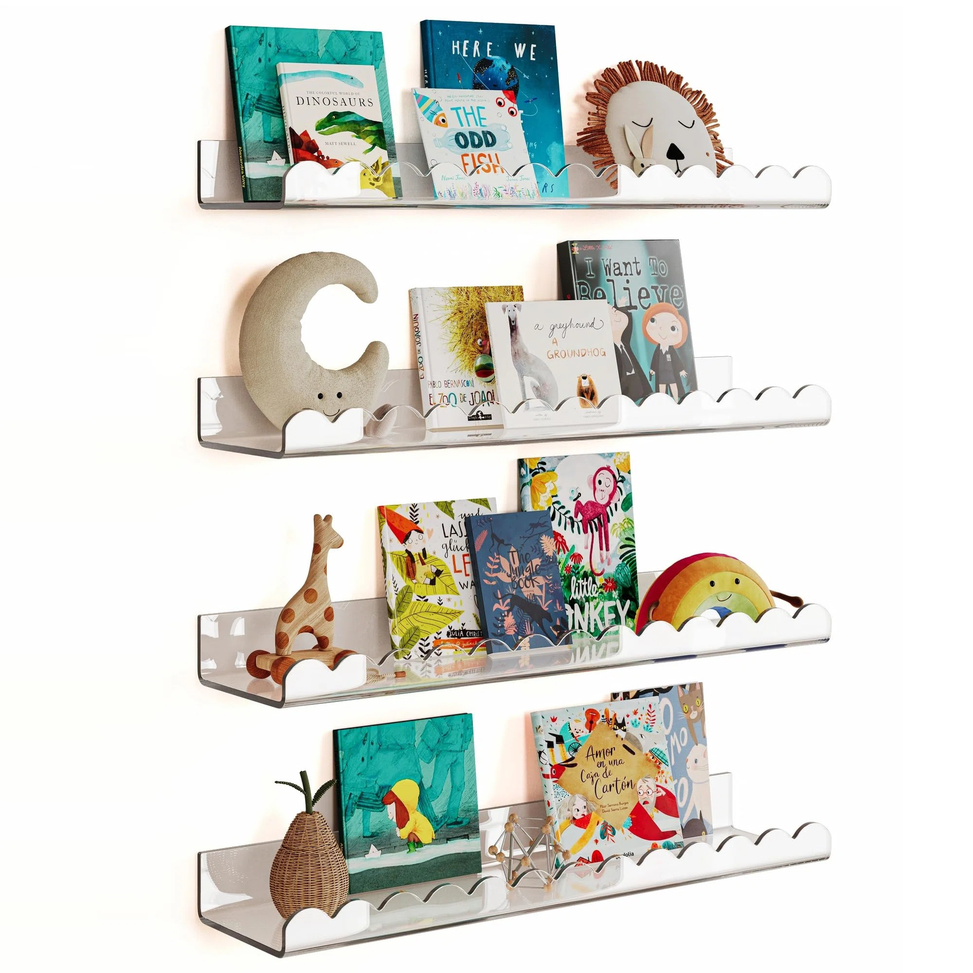 4-Pack Clear Acrylic Bookshelf, 15.7-Inch Kids Room Storage for Books and Toys Display (Set of 4) | Wayfair North America
