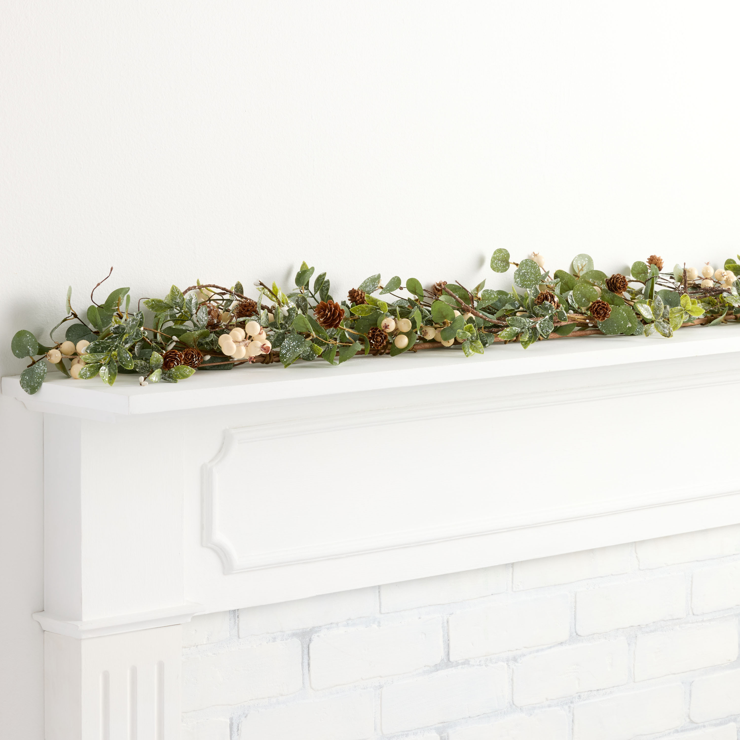Frosted Faux Spiral Eucalyptus and White Berries Garland | World Market