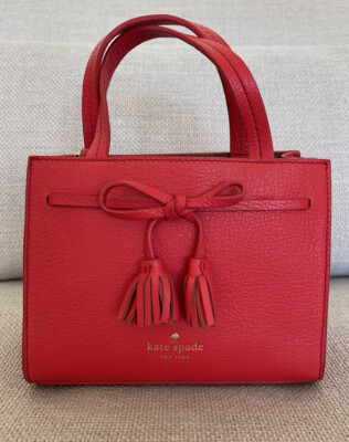 Kate Spade Hayes Street Tasseled Bow Leather Bag - Red | eBay US