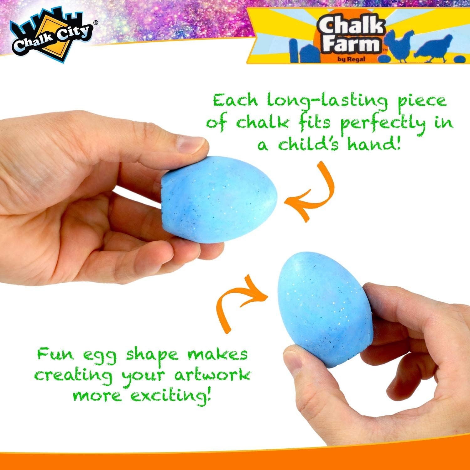 Chalk City Egg Sidewalk Chalk, 6 Count, Assorted Colors, Non-Toxic, Washable, Art Set, Easter bas... | Amazon (US)
