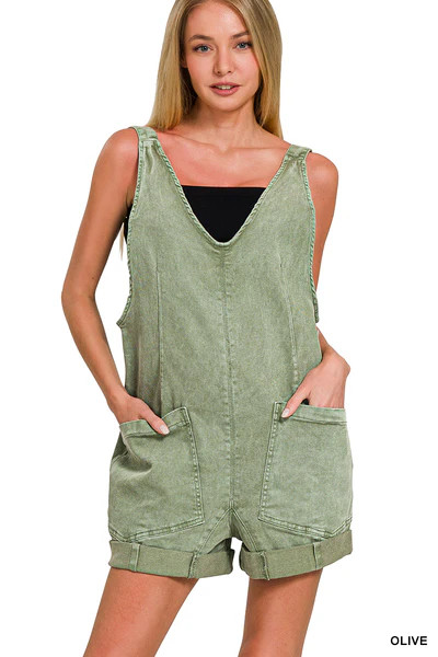 Free All Day Short Overalls Olive Green / Small | The Collection TX 