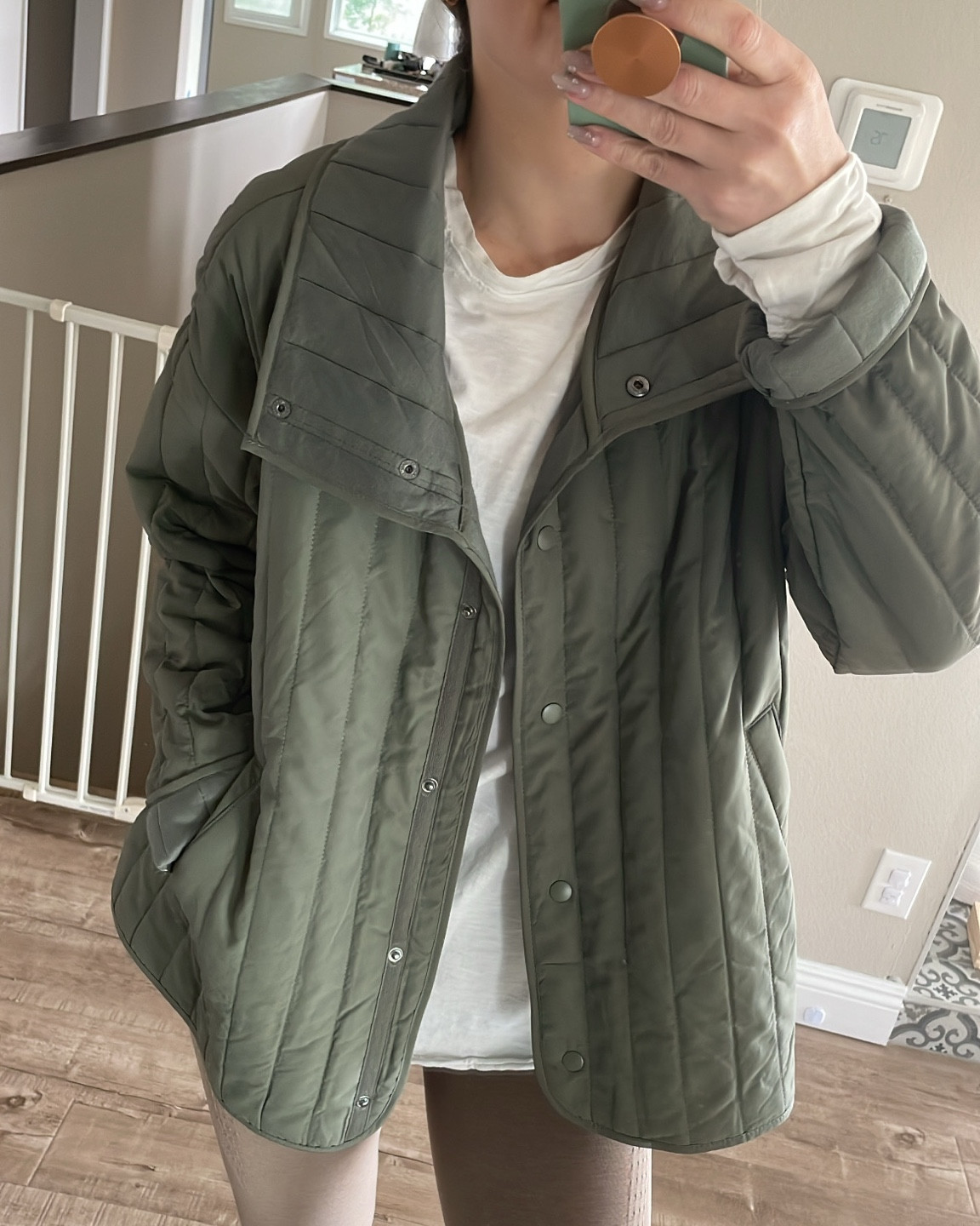 Warehouse sale on greet basics. Wearing a small in this jacket and it’s oversized - could definitely size down if desired. The thickest sweater will fit under your true size easily but I love how the oversized hangs when unbuttoned  

#LTKFindsUnder50 #LTKSaleAlert