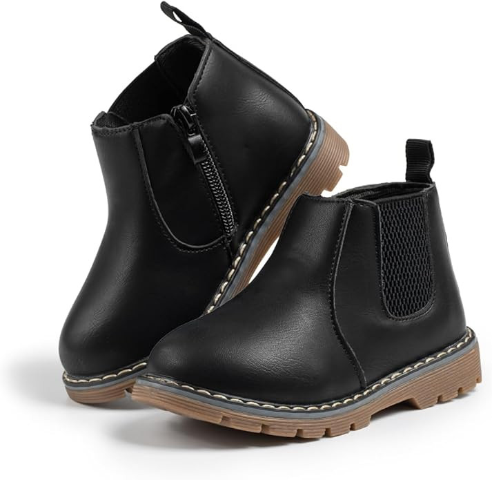 Boys Girls High Top Combat Ankle Boots Kids Waterproof PU Leather Fall Boots Winter Warm Snow Out... | Amazon (US)