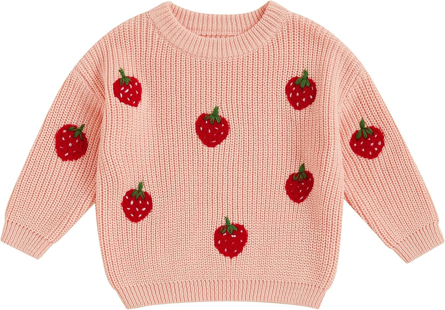 Toddler Baby Girl Knit Sweaters Oversized Long Sleeve Embroidery Shirt Top Newborn Infant Cute Fa... | Amazon (US)