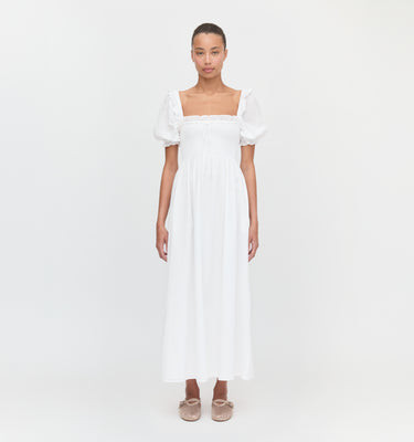 The Scarlett Nap Dress - White Shadow Stripe White Shadow Stripe / XS | Hill House Home US