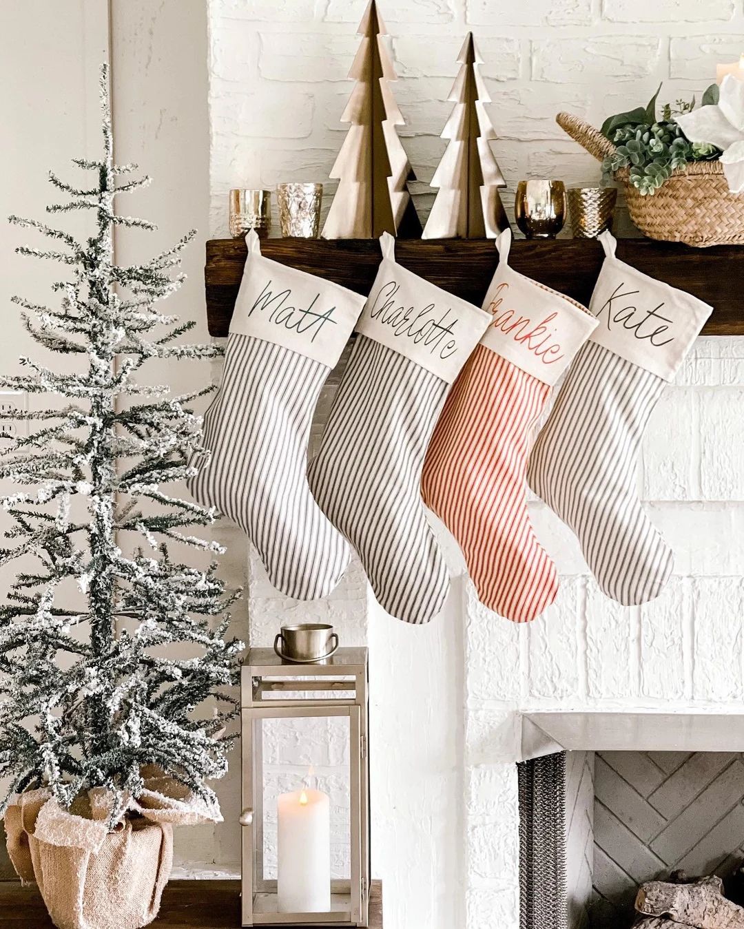 Christmas Stockings Personalized Ticking Christmas Stockings - Etsy | Etsy (US)