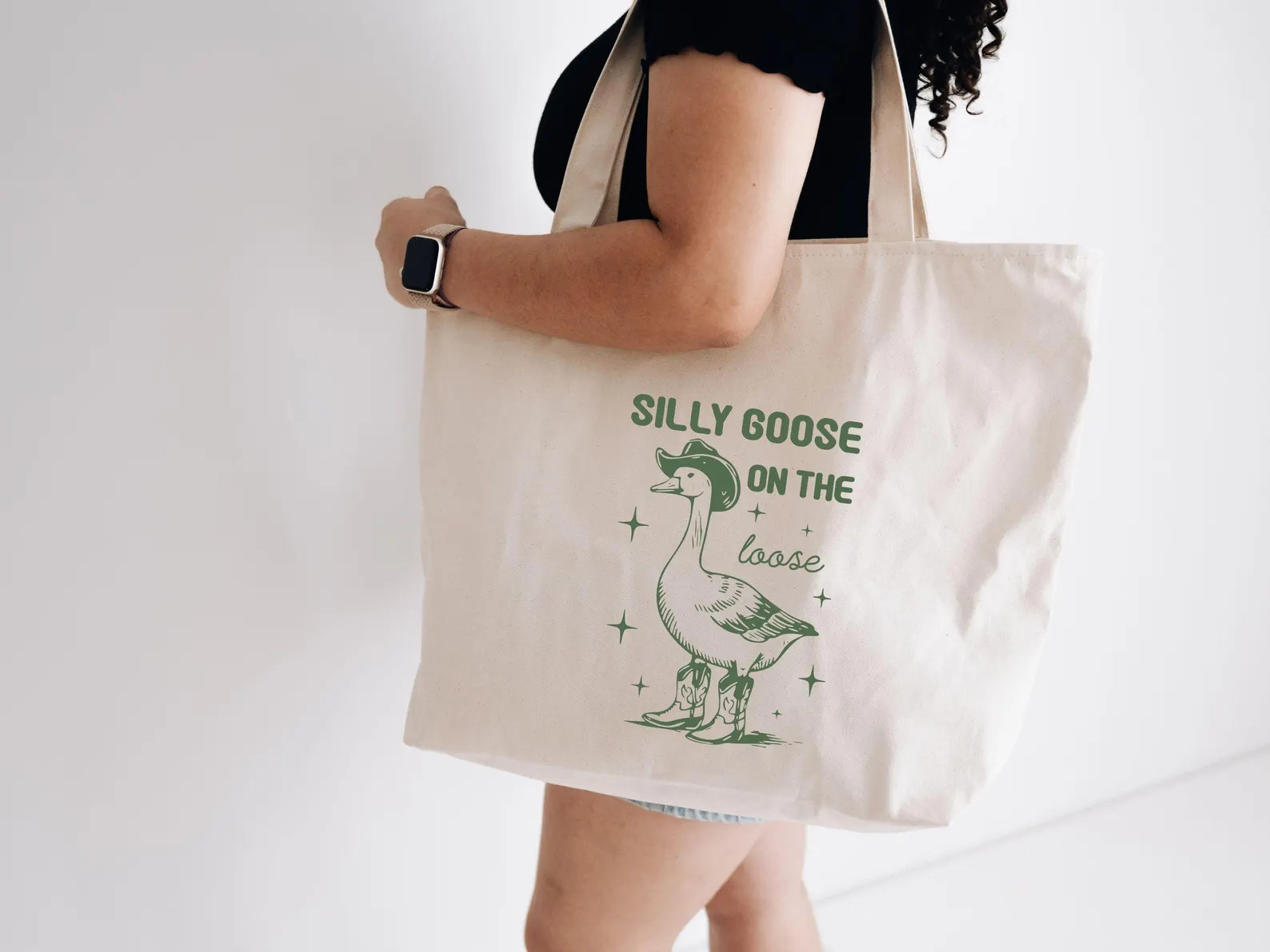 Silly Goose Cowboy Retro Western Tote Bag, Everyday Cute Tote Bag, Gift for Friend, Gift under 20... | Etsy (US)