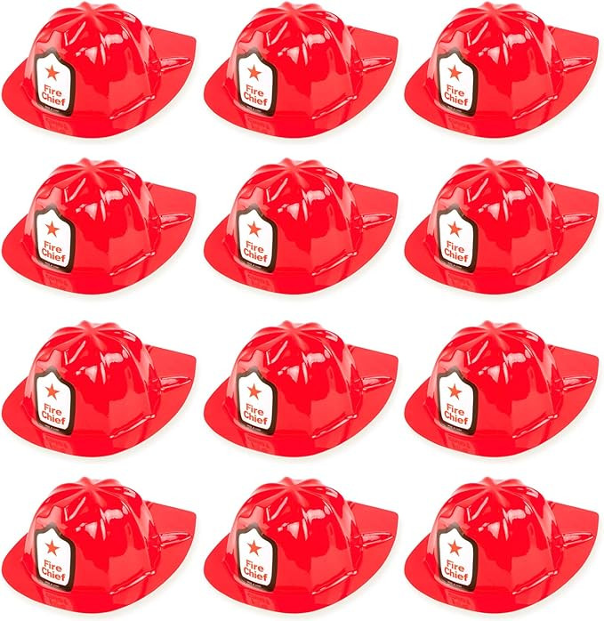 12 Pack Firefighter Children's Helmet Party Supplies for Kid's Costume Accessory | Amazon (US)