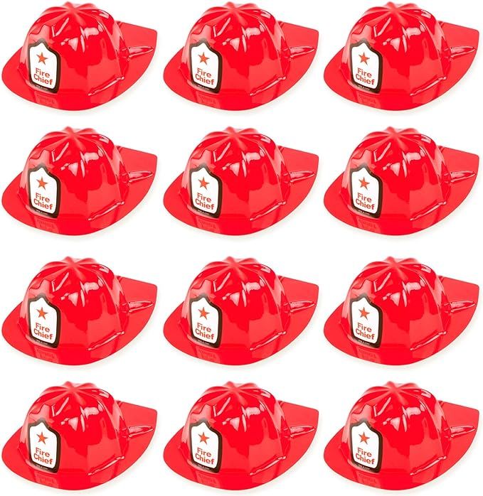 12 Pack Firefighter Children's Helmet Party Supplies for Kid's Costume Accessory | Amazon (US)