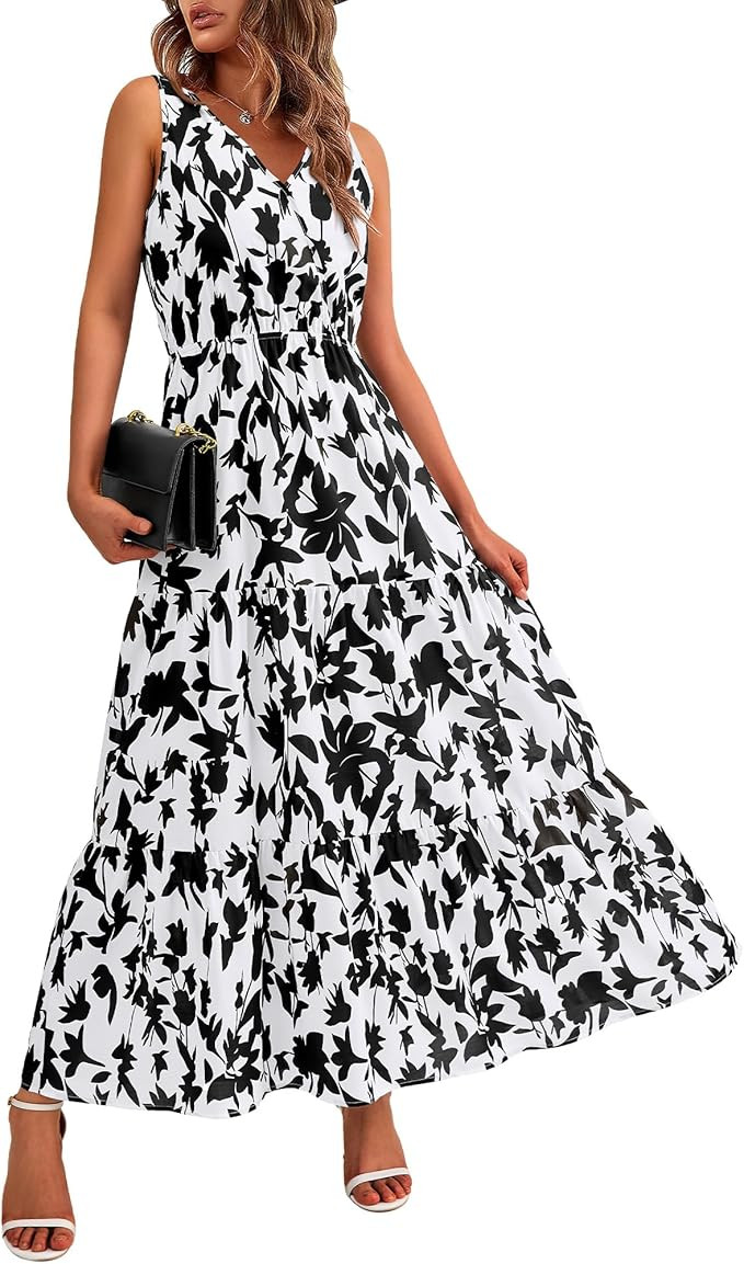 BTFBM Women Summer Dresses Casual Sleeveless Maxi Dresses Cute Floral Long Dress Wedding Guest Dr... | Amazon (US)