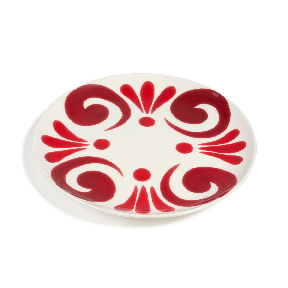 Kallos Charger Plate in Deep Red on White | Over The Moon