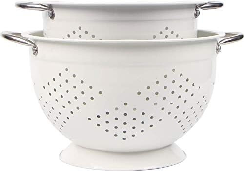 Rorence Powder Coated Steel Colander Set of 2 - White | Amazon (US)