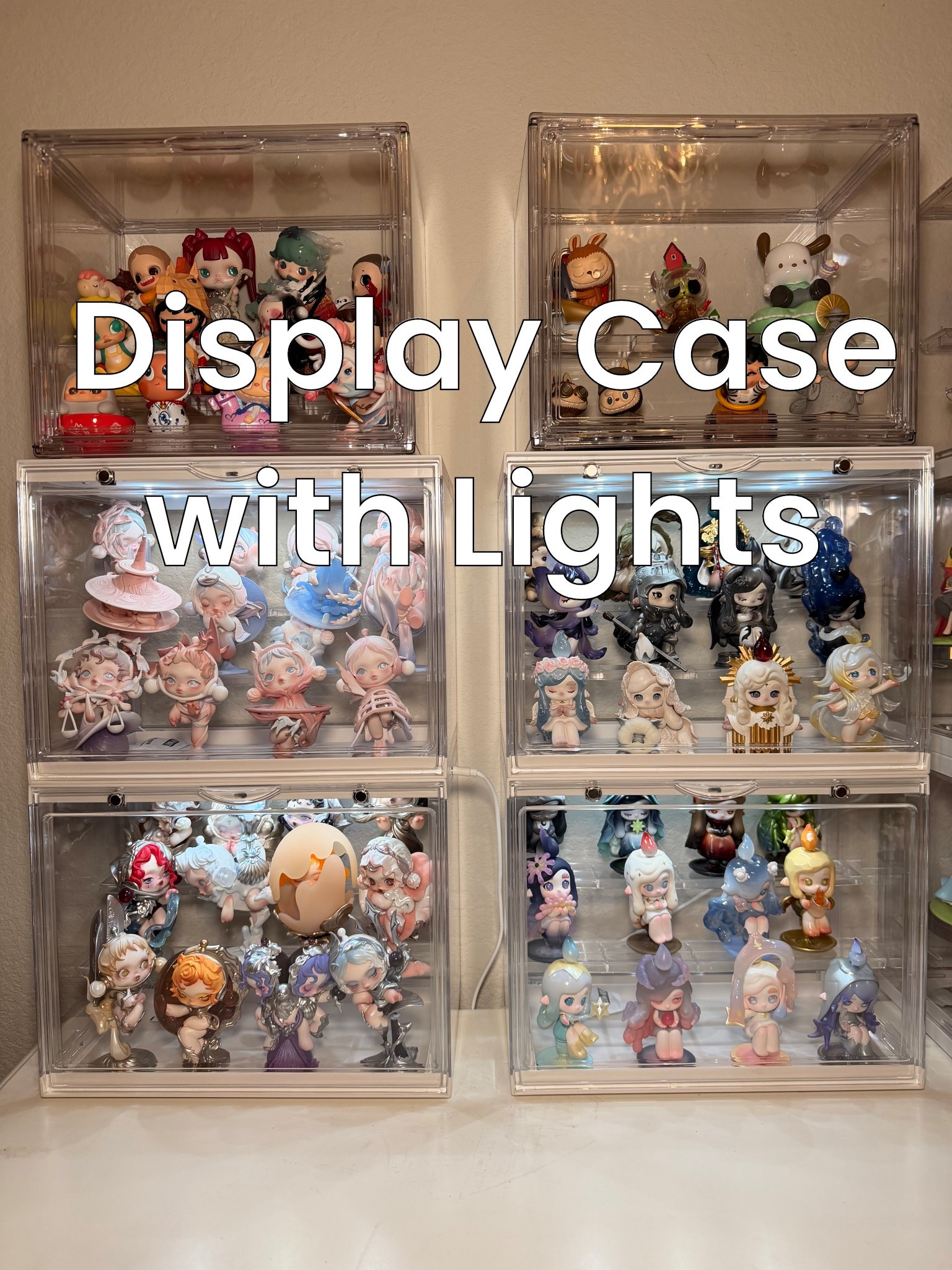 Perfect case to display all your figurines. They are stackable and only need 1 plug per column. #labubu #popmart #figurines 

#LTKFindsUnder100 

#LTKHome #LTKdayinmylife