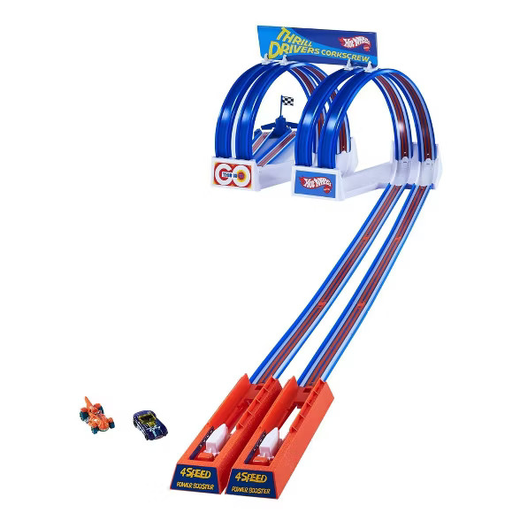 Hot Wheels Flying Customs Thrill Drivers Corkscrew Trackset | Target