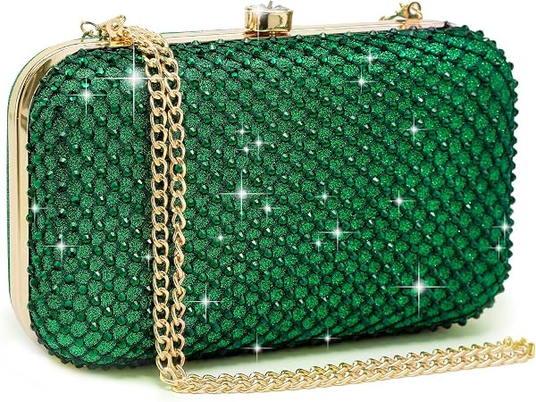 Womens Rhinestone Clutch Purse Sparkling Evening Bag with Crystal Clasp | Amazon (US)