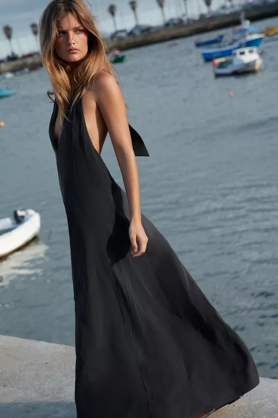 HALTER MIDI DRESS WITH TIE | Zara UK