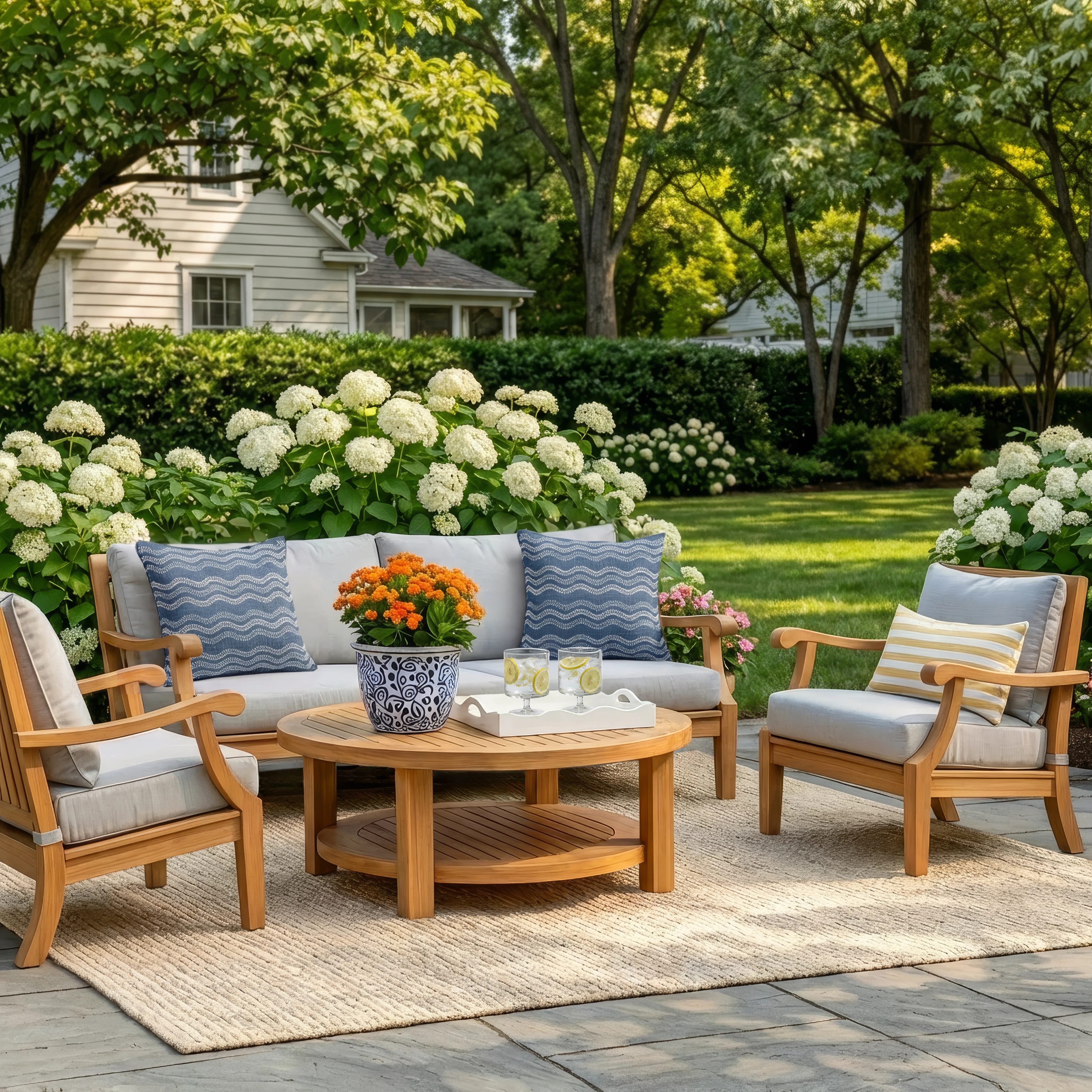 Arizona 4 - Piece Teak Outdoor Seating Group with Cushions | Birch Lane