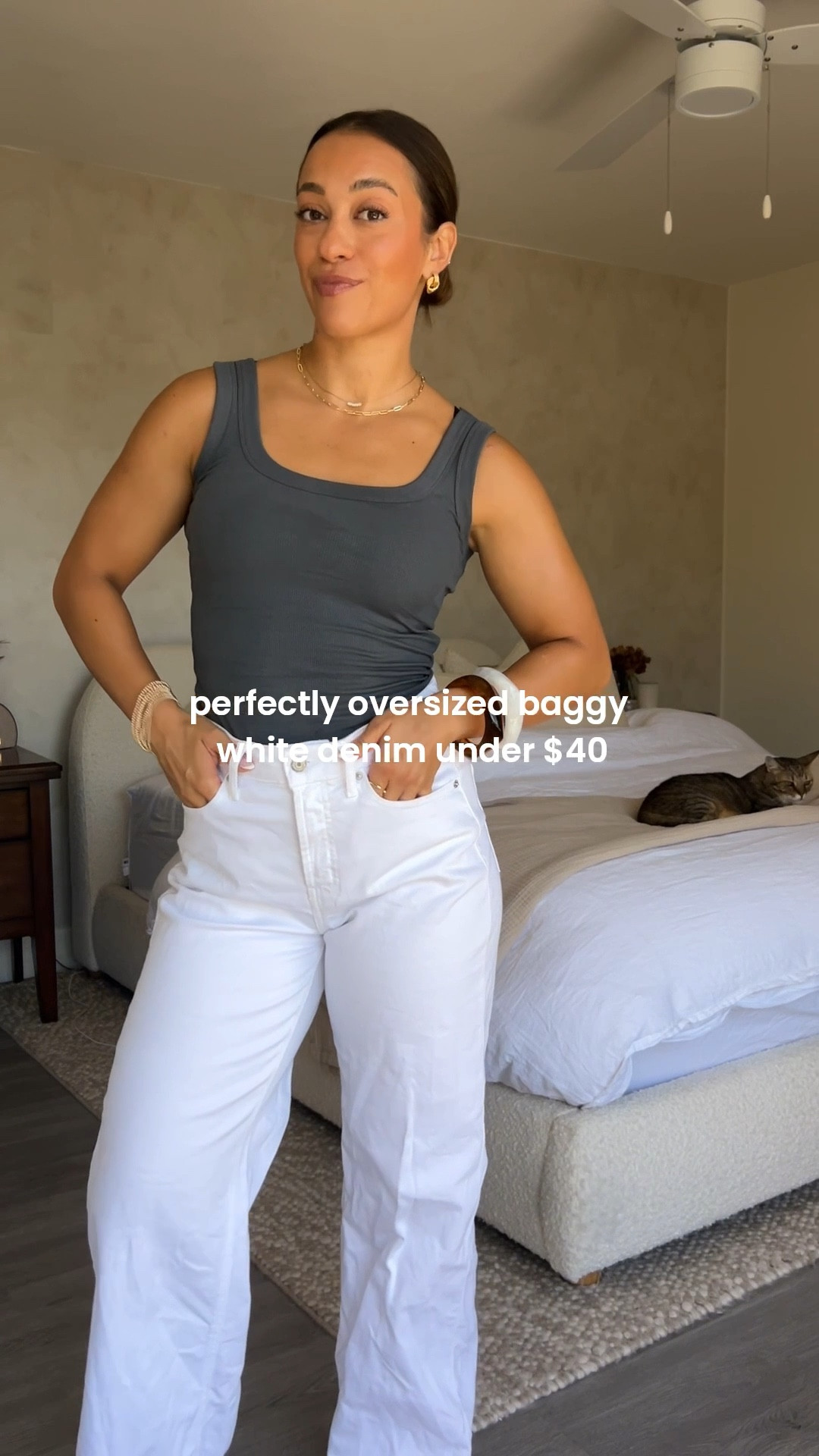 Perfect oversized baggy white denim!!! These white jeans are SO comfortable and affordable 👏🏻 

Sized up to a size 6 for a relaxed baggy feel and they’re perfection. I haven’t shopped old navy’s jeans in years, but these are my new go to white jeans for a casual summer to fall transition outfit 

#LTKStyleTip #LTKSeasonal #LTKFindsUnder50