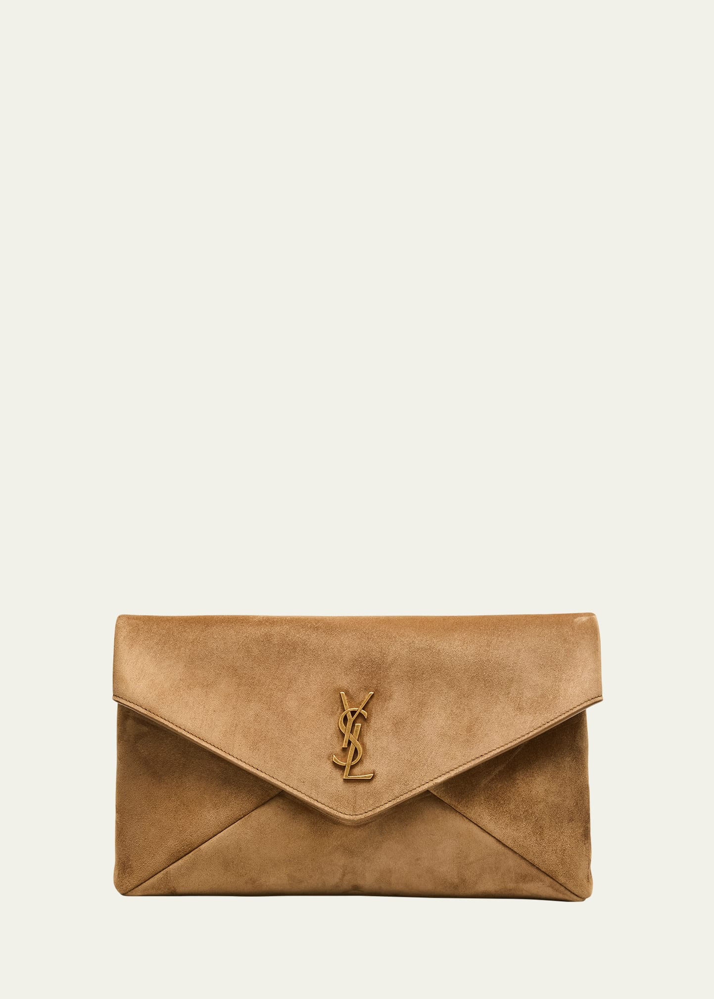 Saint Laurent Large YSL Envelope Flap Clutch Bag in Suede | Bergdorf Goodman