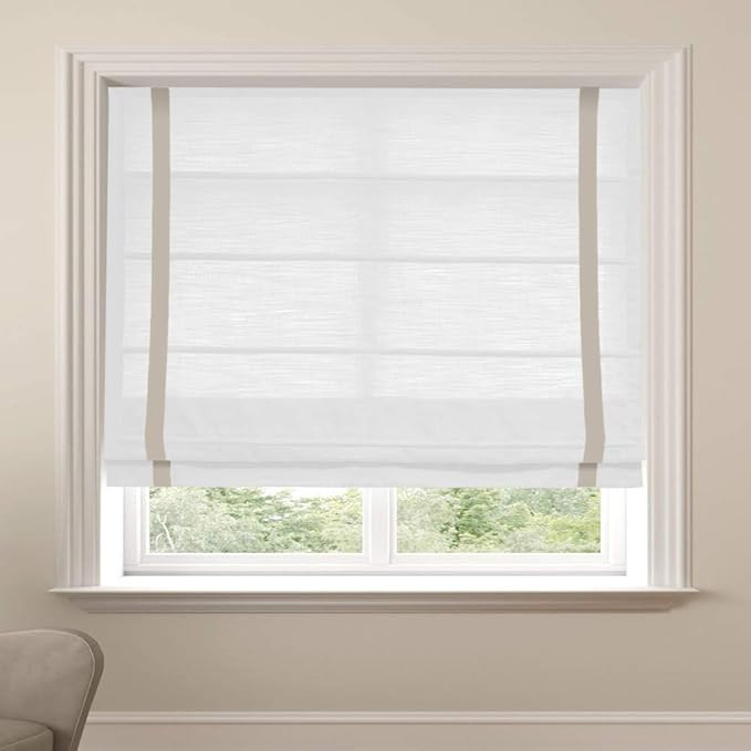 LANTIME Window Blinds Roman Shades, Made to Order Elegant Blackout Light Filtering Sand Beige Fab... | Amazon (US)