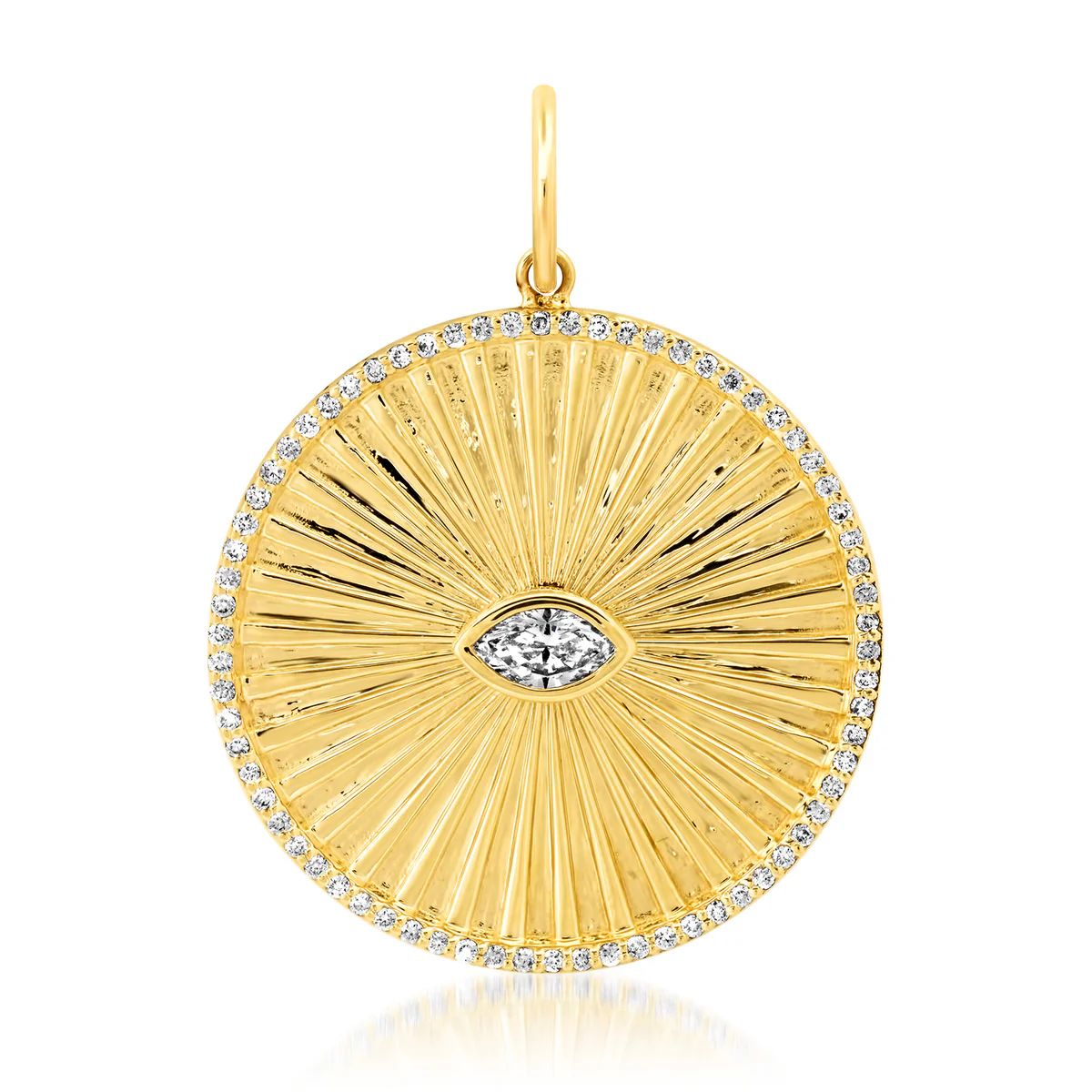 Fluted Evil Eye Charm Pendant with Diamonds | Milestones by Ashleigh Bergman