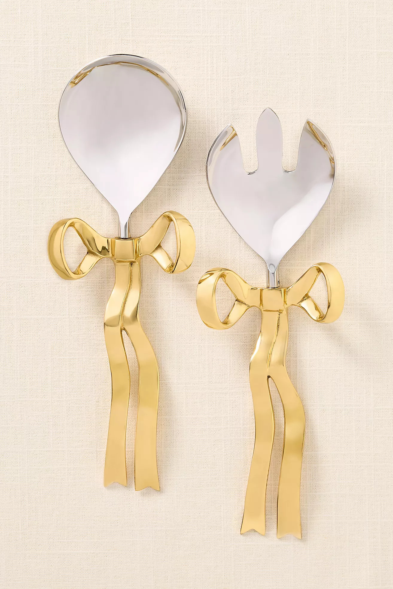 Benedita Stainless Steel Bow Serve Set | Anthropologie (US)