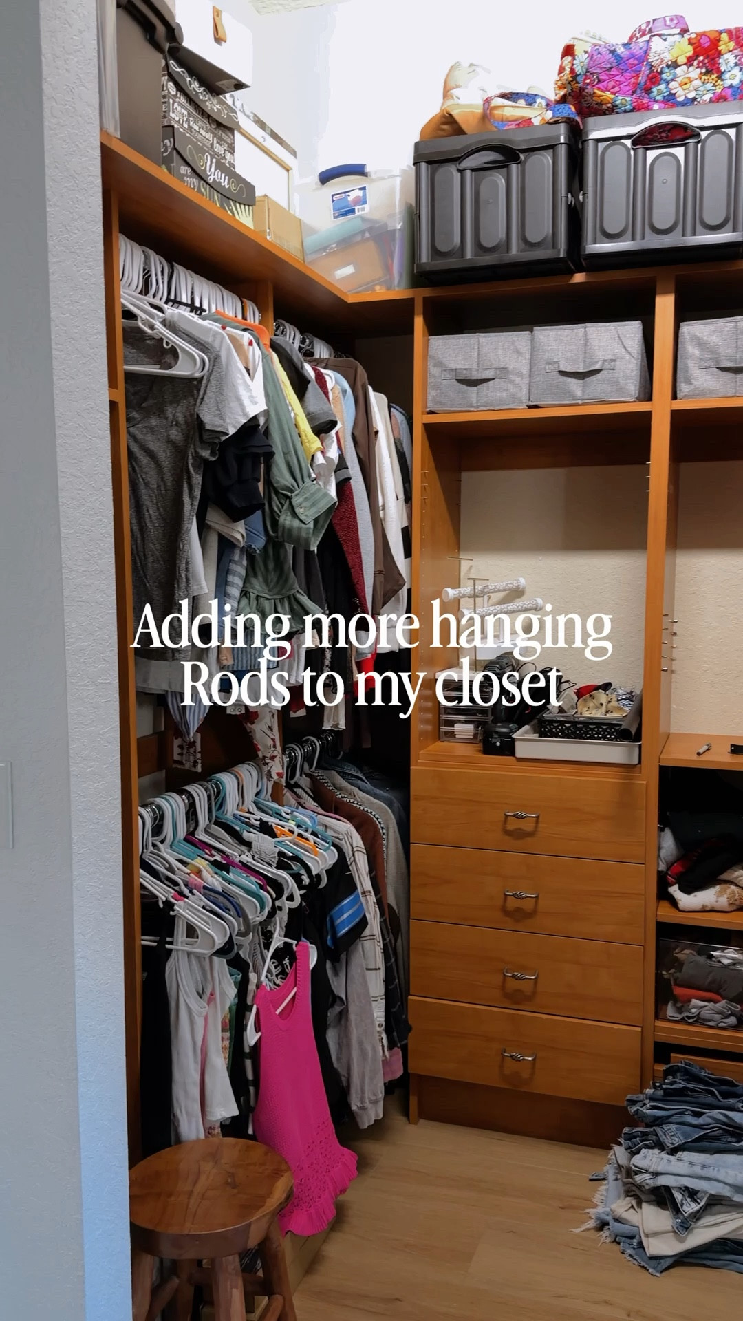 Added more hanging to my closet for $20! Adjustable rods for closet hanging 

#LTKHome