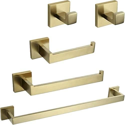 TRUSTMI Brushed Gold 5-Piece Bathroom Hardware Accessories Set Premium SUS304 Stainless Steel Wall M | Amazon (US)