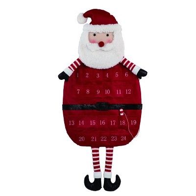 Transpac Fabric 37 in. Red Christmas Santa Advent Calendar | Target