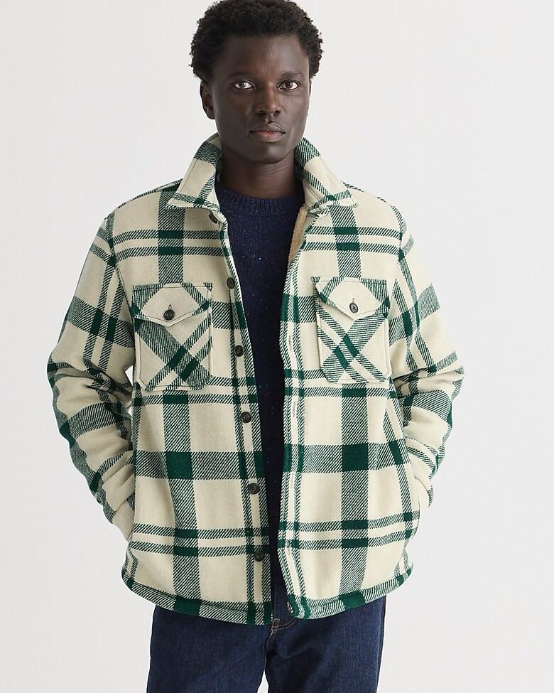 Wool shirt-jacket with sherpa lining | J. Crew US