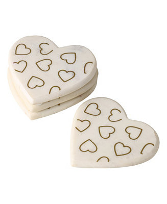 Valentine's Day Marble Heart Coasters, Set of 4, Created for Macy's | Macys (US)