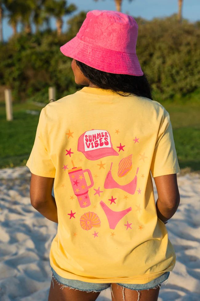 Summer Vibes Yellow Oversized Graphic Tee | Pink Lily