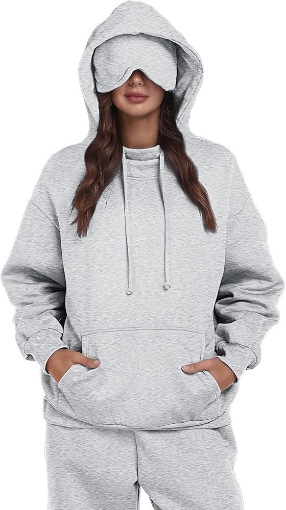 SeSe Code Hoodie with Eye Mask Travel Airplane Unisex Oversized Sweatshirt Sleep Pullover with Po... | Amazon (US)
