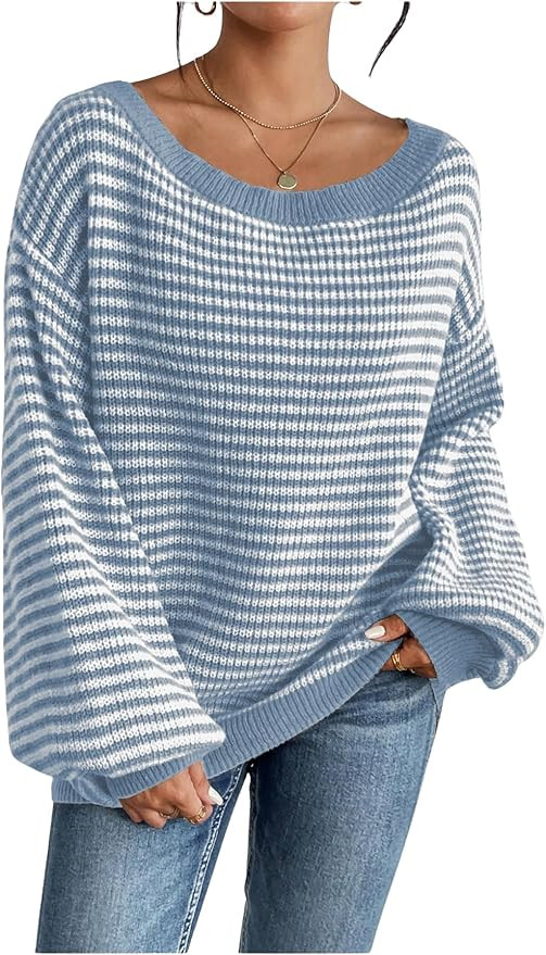 SOLY HUX Striped Sweaters Oversized Tops | Amazon (US)