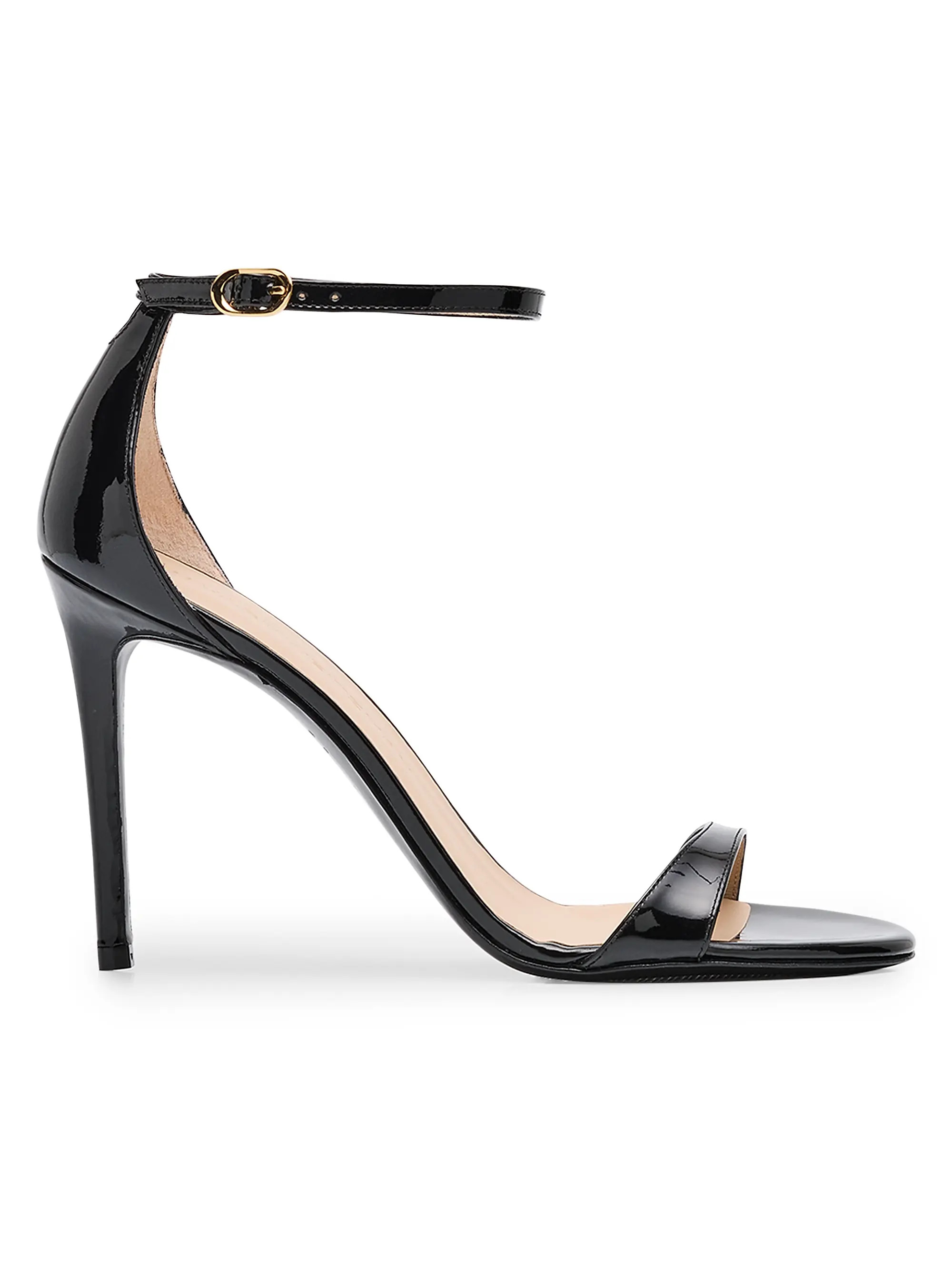 Stuart Weitzman Nudist II 100MM Patent Leather Sandals | Saks Fifth Avenue | Saks Fifth Avenue