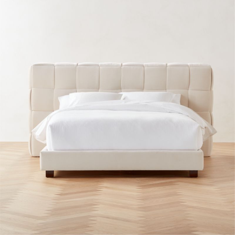Rorke Modern Ivory White Upholstered Queen Bed + Reviews | CB2 | CB2