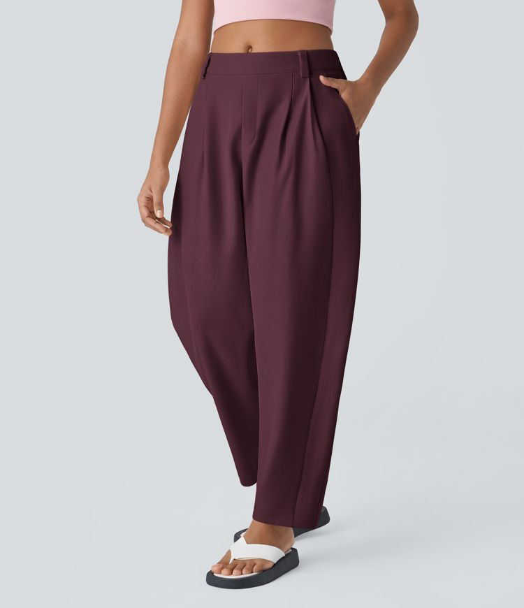 Women’s Mid Rise Side Pocket Barrel Leg Work Trousers - Halara | Halara UK