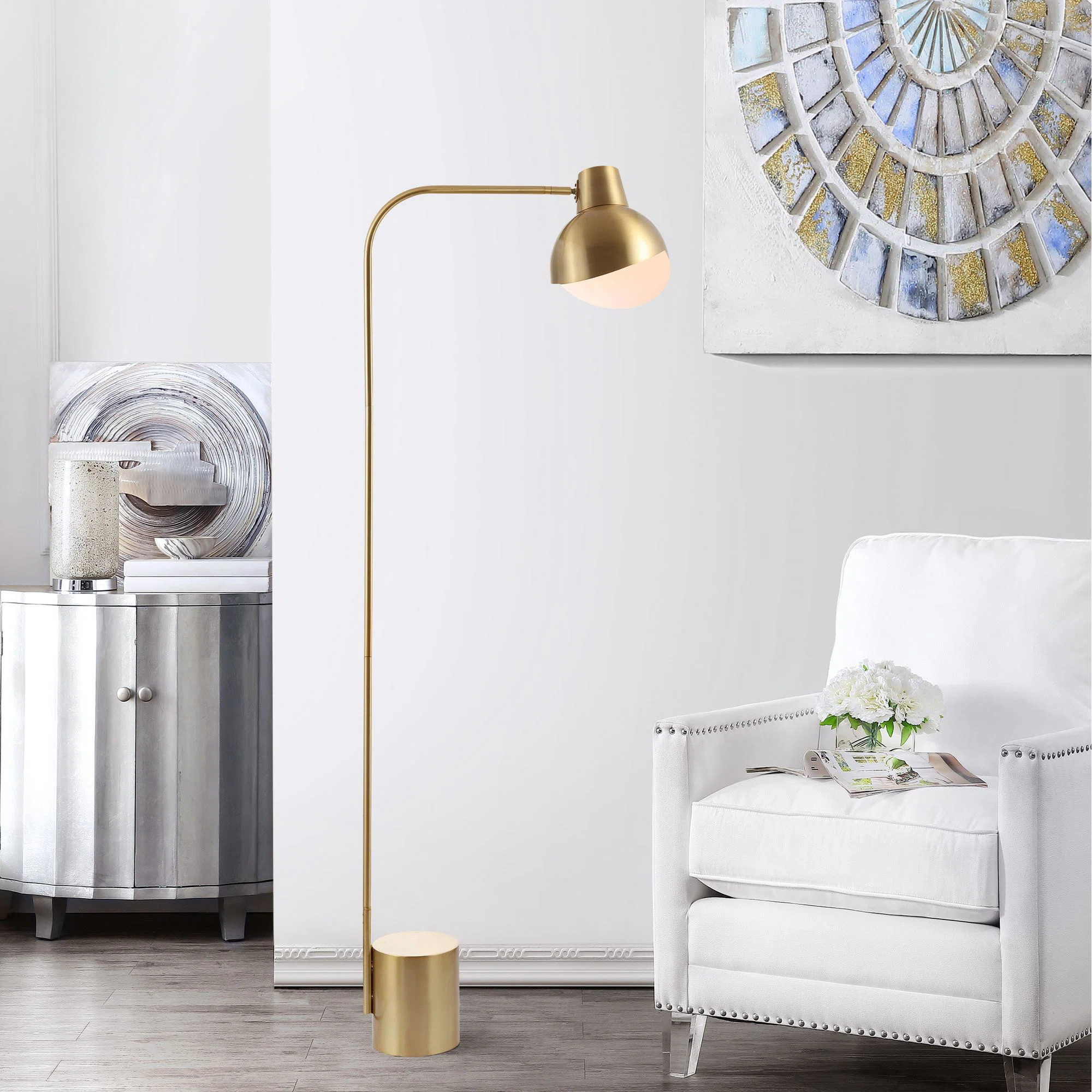 Toomsboro 57.5'' Brass Gold Arched Floor Lamp | Wayfair North America
